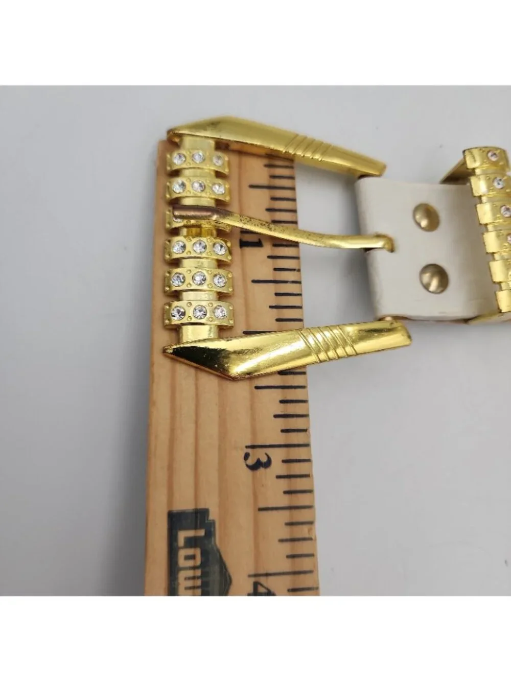 Vintage Art Deco Women's Enameled Rhinestone Belt White Gold Fits 31-35